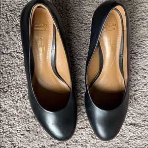 Clark's black court shoes